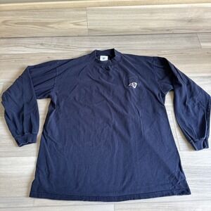 Vintage St Louis Rams Mock Neck‎ Turtleneck Long Sleeve Shirt NFL Sz L Navy Blue